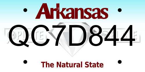 QC7D844 Arkansas License Plate