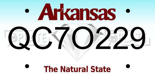 QC7O229 Arkansas License Plate