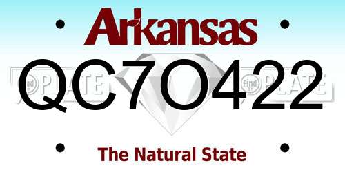 QC7O422 Arkansas License Plate