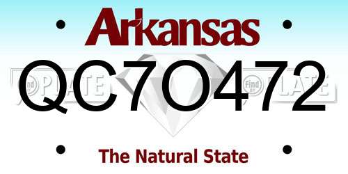 QC7O472 Arkansas License Plate