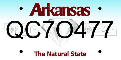 QC7O477 Arkansas License Plate
