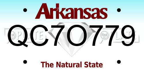QC7O779 Arkansas License Plate