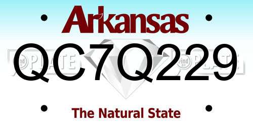 QC7Q229 Arkansas License Plate