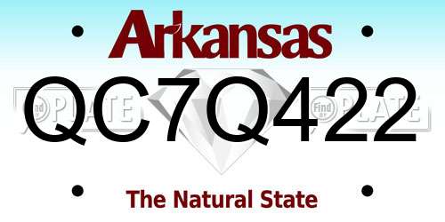 QC7Q422 Arkansas License Plate
