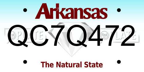QC7Q472 Arkansas License Plate