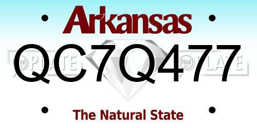 QC7Q477 Arkansas License Plate