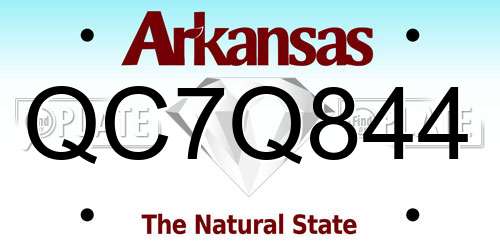QC7Q844 Arkansas License Plate