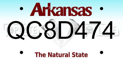 QC8D474 Arkansas License Plate