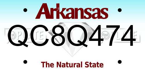 QC8Q474 Arkansas License Plate