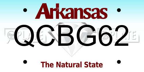 QCBG62 Arkansas License Plate