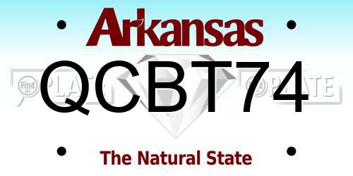 QCBT74 Arkansas License Plate