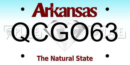 QCGO63 Arkansas License Plate