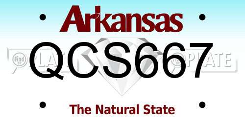 QCS667 Arkansas License Plate