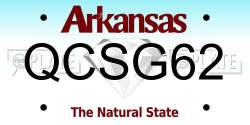 QCSG62 Arkansas License Plate