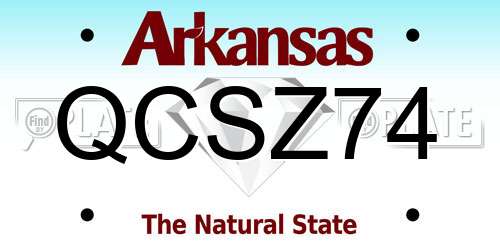 QCSZ74 Arkansas License Plate