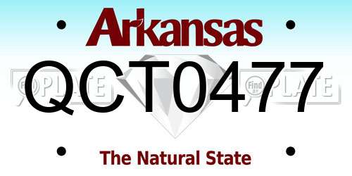 QCT0477 Arkansas License Plate