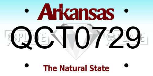 QCT0729 Arkansas License Plate
