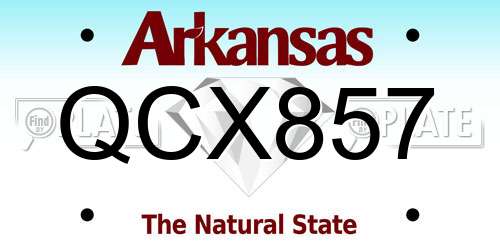 QCX857 Arkansas License Plate