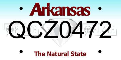 QCZ0472 Arkansas License Plate