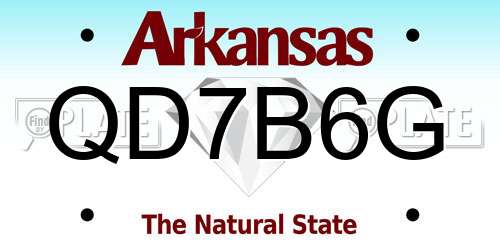 QD7B6G Arkansas License Plate
