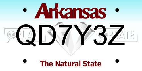 QD7Y3Z Arkansas License Plate
