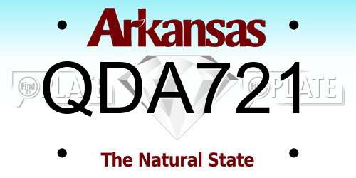 QDA721 Arkansas License Plate