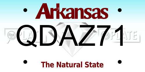 QDAZ71 Arkansas License Plate