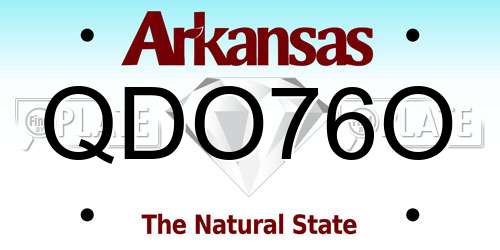 QDO76O Arkansas License Plate