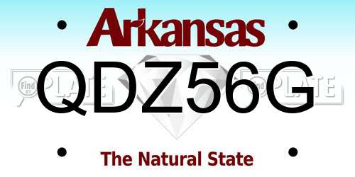 QDZ56G Arkansas License Plate