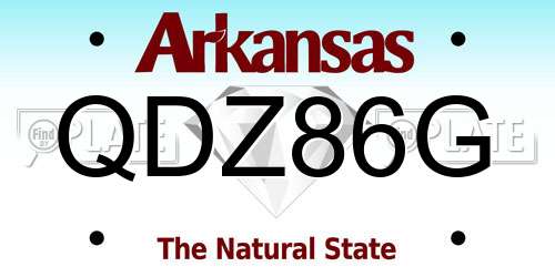 QDZ86G Arkansas License Plate