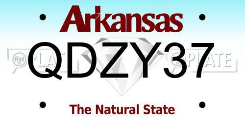 QDZY37 Arkansas License Plate