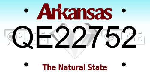 QE22752 Arkansas License Plate