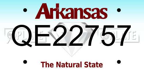 QE22757 Arkansas License Plate