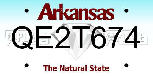 QE2T674 Arkansas License Plate