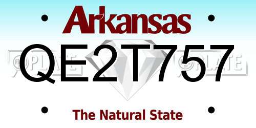 QE2T757 Arkansas License Plate