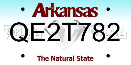 QE2T782 Arkansas License Plate
