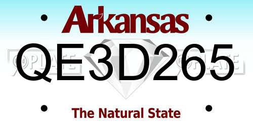 QE3D265 Arkansas License Plate