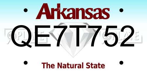 QE7T752 Arkansas License Plate