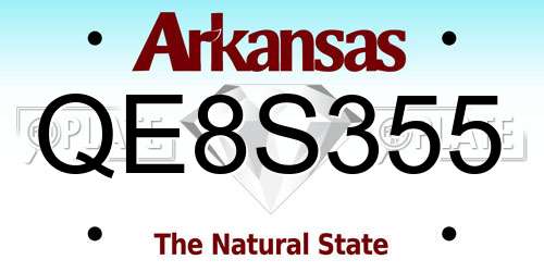QE8S355 Arkansas License Plate