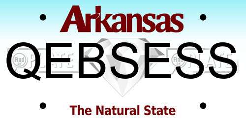 QEBSESS Arkansas License Plate