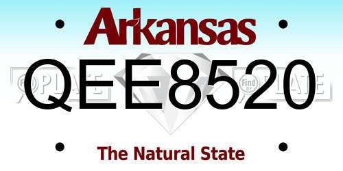 QEE8520 Arkansas License Plate