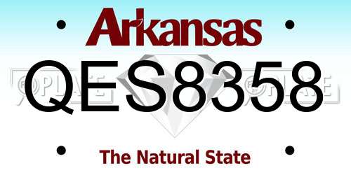 QES8358 Arkansas License Plate
