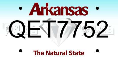 QET7752 Arkansas License Plate