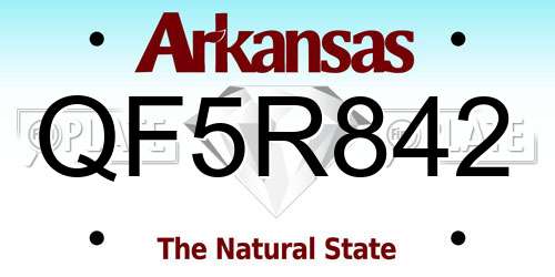 QF5R842 Arkansas License Plate