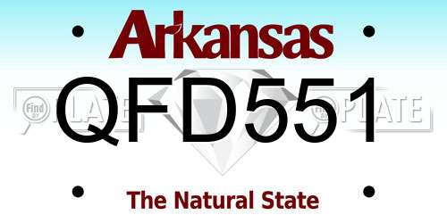 QFD551 Arkansas License Plate