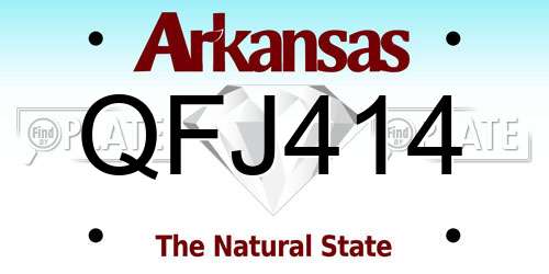 QFJ414 Arkansas License Plate