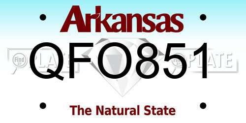 QFO851 Arkansas License Plate