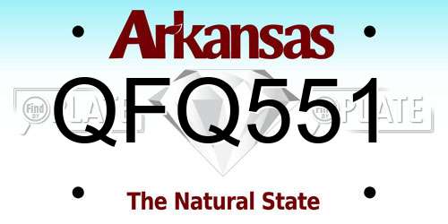 QFQ551 Arkansas License Plate