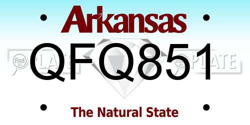 QFQ851 Arkansas License Plate