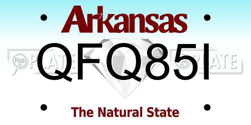 QFQ85I Arkansas License Plate